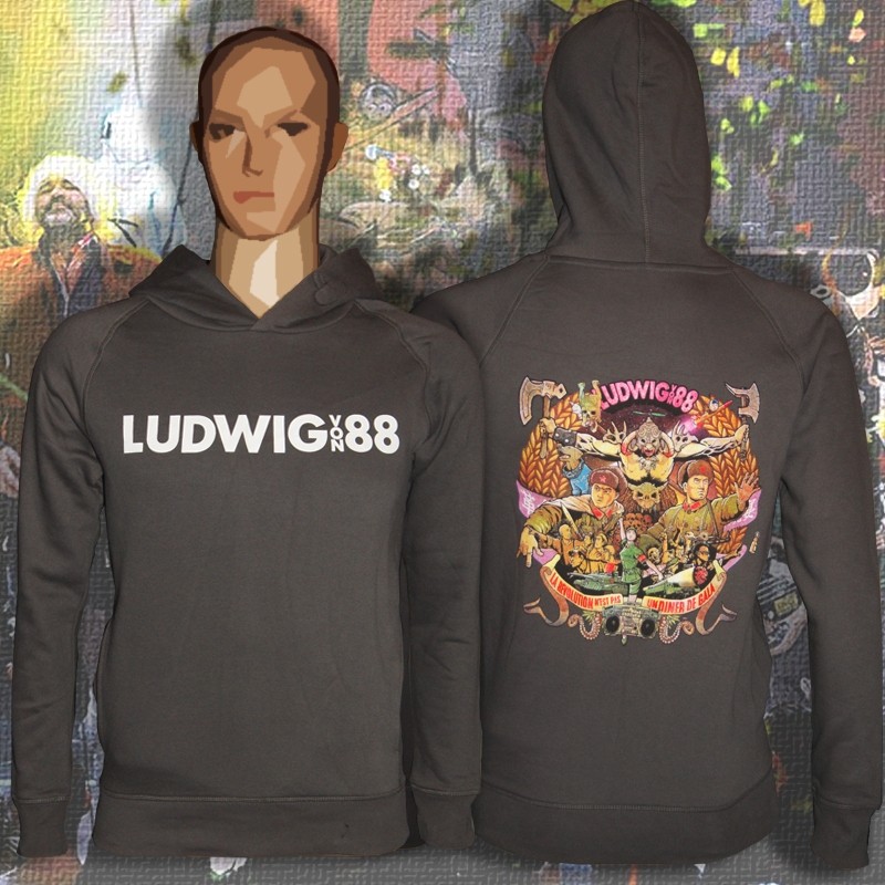 LUDWIG VON 88 Sweat Capuche anthracite en coton bio équitable. LUDWIG VON 88 Sweat Capuche anthracite en coton bio équitable.